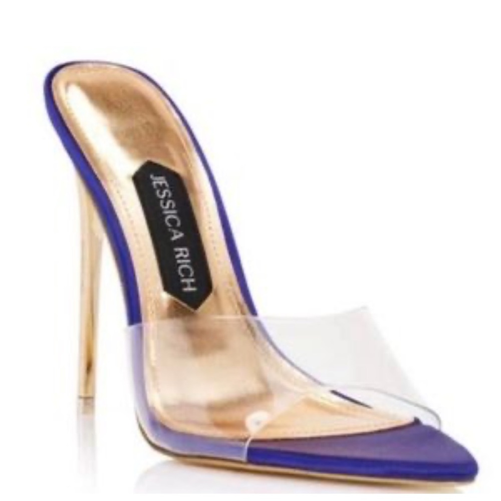 Jessica Rich women sandals shoes size 38 royal blue/clear NWOB